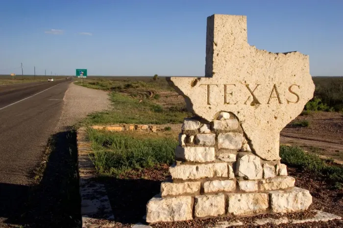 Framed Print : North America, USA, Texas state line bordering New Mexico on U. S. Highway 285 Framed Print : North America, USA, Texas state line bordering New Mexico on U. S. Highway 285