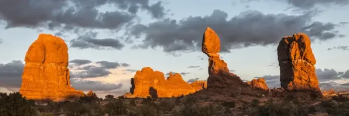 Framed Print : North America, USA, Utah, Arches National Park. Balanced Rock with clouds at sunset Framed Print : North America, USA, Utah, Arches National Park. Balanced Rock with clouds at sunset