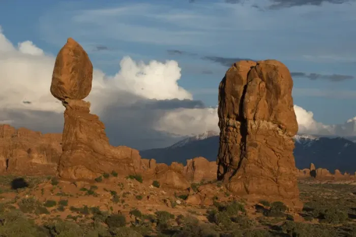 Framed Print : North America, USA, Utah, Arches National Park. Balanced Rock with clouds at sunset Framed Print : North America, USA, Utah, Arches National Park. Balanced Rock with clouds at sunset