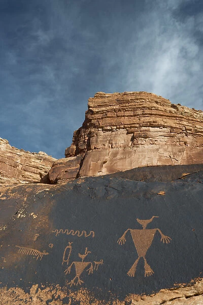 North America, USA, Utah. Duck Headed Man Petroglyph, Cedar Mesa, UT