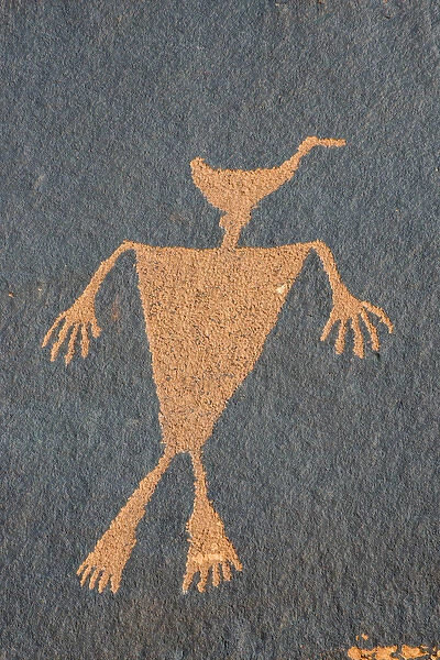 North America, USA, Utah. Duck Headed Man Petroglyph, Cedar Mesa, UT
