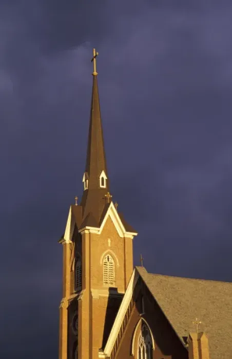 Framed Print : North America, USA, WA, Walla Walla St. Patrick Church at sunset