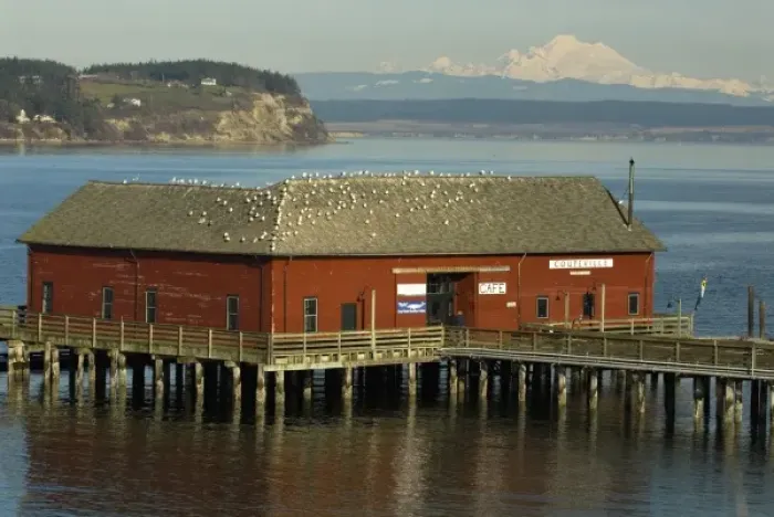 Framed Print : North America, USA, WA, Whidbey Island, Coupeville. Coupeville Wharf with clear view Framed Print : North America, USA, WA, Whidbey Island, Coupeville. Coupeville Wharf with clear view