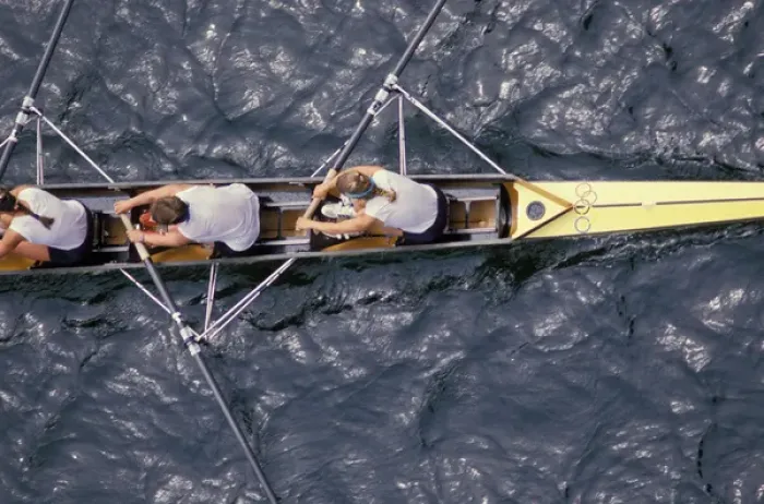 Framed Print : North America, USA, Washington, Seattle, Crew race, rowing shell from above