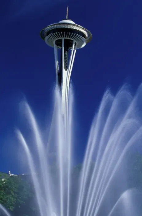 Framed Print : North America, USA, Washington, Seattle, Seattle Center. Space Needle and fountain Framed Print : North America, USA, Washington, Seattle, Seattle Center. Space Needle and fountain