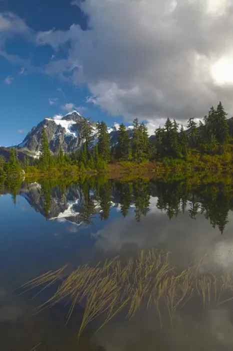 Framed Print : North America, USA, Washington, Mt. Shucksan Reflecting in Picture Lakewith Autumn Color Framed Print : North America, USA, Washington, Mt. Shucksan Reflecting in Picture Lakewith Autumn Color