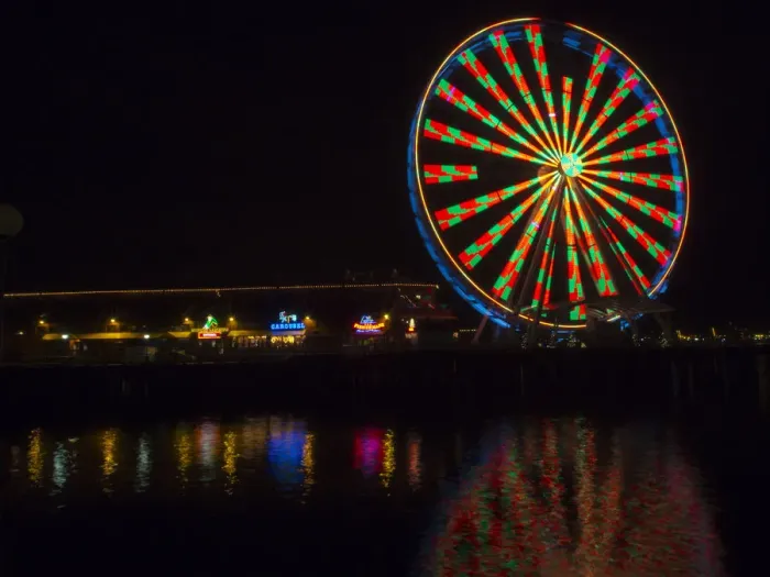 Framed Print : North America; USA; Washington; Seattle; Seattle Great Wheel in reflections and Motion Framed Print : North America; USA; Washington; Seattle; Seattle Great Wheel in reflections and Motion