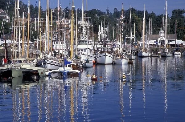 North America, USA, Washington State. Marina with kayakers