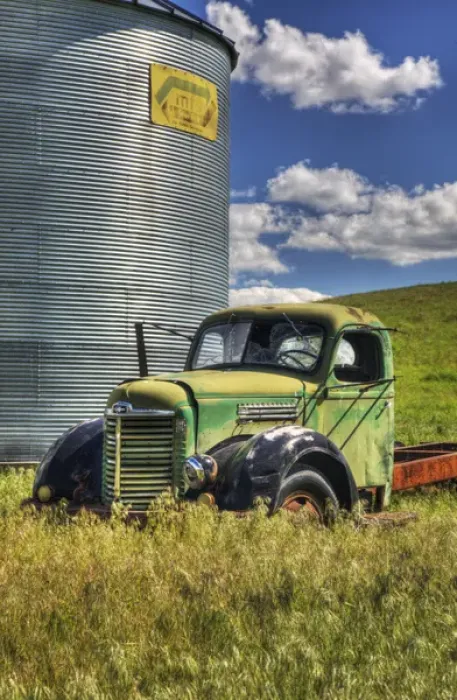 Framed Print : North America; USA; Washinton; Palouse Countyr; Silos with Old Field Truck Framed Print : North America; USA; Washinton; Palouse Countyr; Silos with Old Field Truck