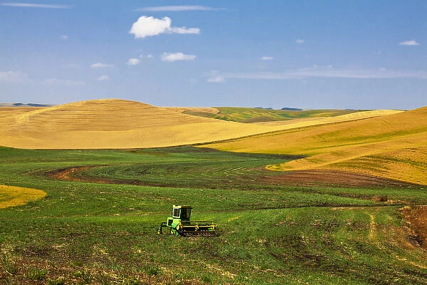 North America; Washington; Palouse Country; Hay Combine in Field
