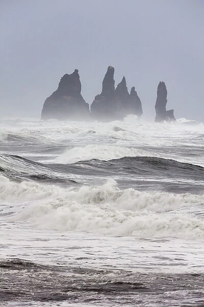 North Atllantic coast near Vik y Myrdal during a winter storm with heavy gales