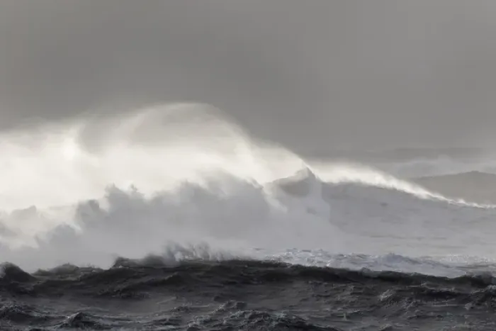 Framed Print : North Atllantic coast near Vik y Myrdal during a winter storm with heavy gales. europe