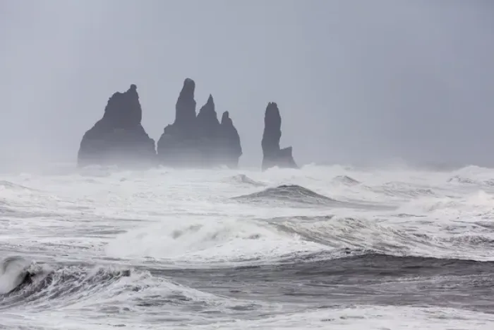 Framed Print : North Atllantic coast near Vik y Myrdal during a winter storm with heavy gales Framed Print : North Atllantic coast near Vik y Myrdal during a winter storm with heavy gales