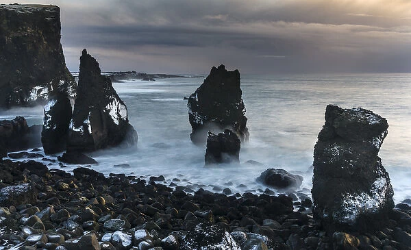 North Atllantic coast during winter near Reykjanesviti and Valahnukur. europe, northern europe