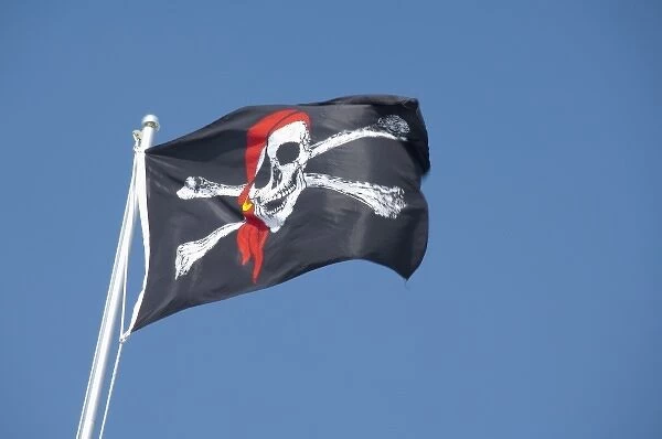 North Carolina, Beaufort. Pirate flag, skull and crossed bones (aka Jolly Roger)