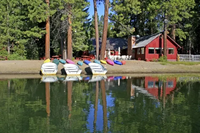 Framed Print : North Twin Lake Resort on Cascade Lakes National Scenic Byway Oregon