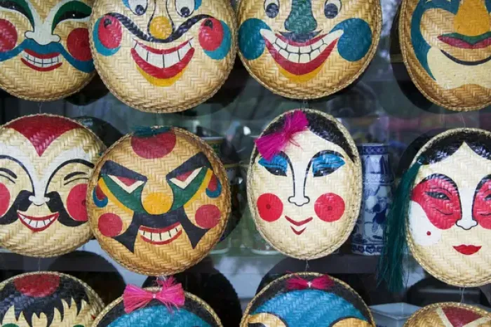 Framed Print : North Viet Nam Hanoi Masks in Hanoi market