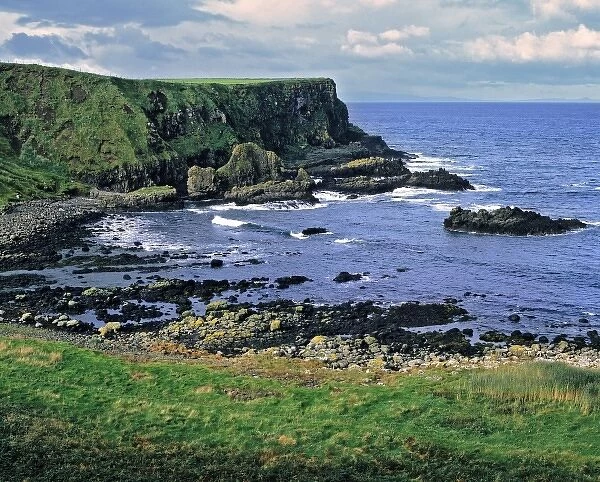 Northern Ireland, County Londonderry, Castlerock. The rugged coastline is shaped