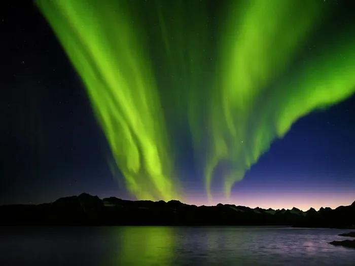 Framed Print : Northern lights over Angmagssalik Fjord near settlement Kuummiit. Ammassalik area in East Greenland, Danish Territory Framed Print : Northern lights over Angmagssalik Fjord near settlement Kuummiit. Ammassalik area in East Greenland, Danish Territory