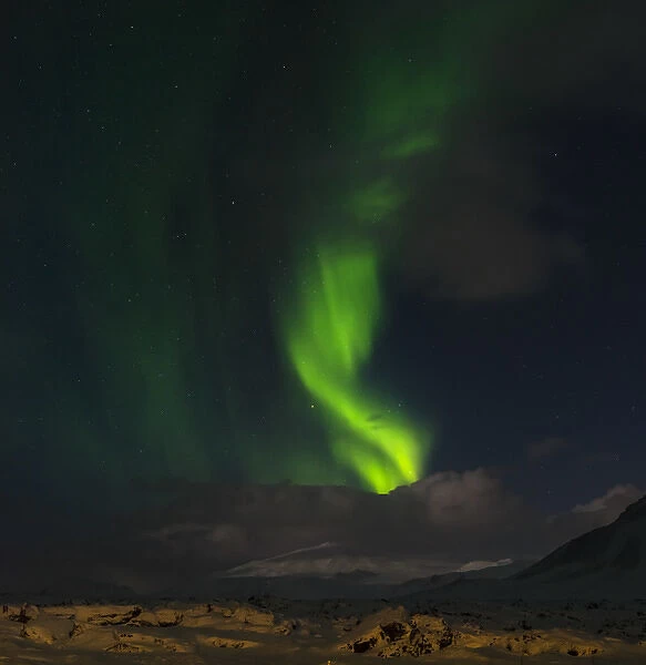 Northern Lights or Aurora Borealis, Snaefellsnes peninsula during winter. europe