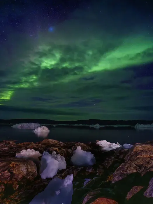 Framed Print : Northern Lights over the Sermilik (Sermiligaaq) Icefjord in East Greenland, Ammassalik, Kingdom of Denmark Framed Print : Northern Lights over the Sermilik (Sermiligaaq) Icefjord in East Greenland, Ammassalik, Kingdom of Denmark