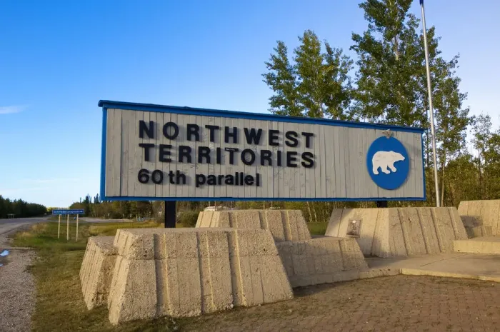 Framed Print : Northwest Territories, Canada. 60th parallel sign Framed Print : Northwest Territories, Canada. 60th parallel sign