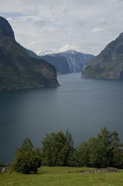 Norway, Aurland near Flam. View of Aurland Fjord an arm of Sogne Fjord, the longest