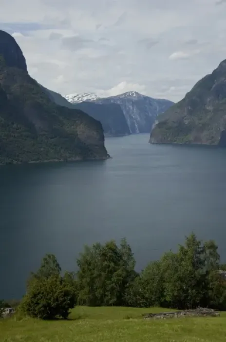 Framed Print : Norway, Aurland near Flam. View of Aurland Fjord an arm of Sogne Fjord, the longest