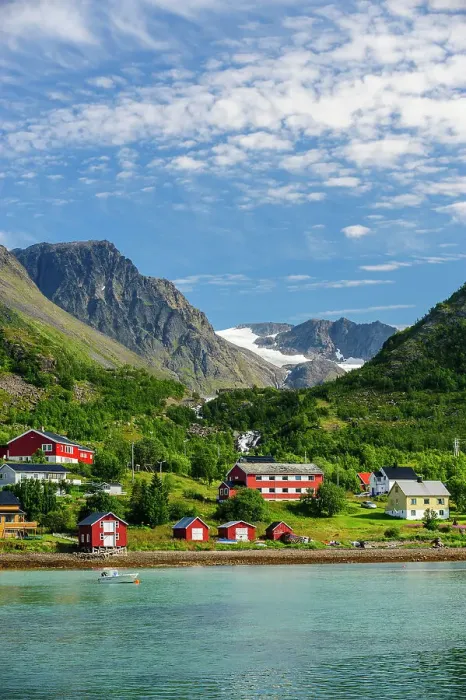 Framed Print : Norway, Finnmark, Bergsfjord. The small community of Bergsfjord on the Norwegian coast Framed Print : Norway, Finnmark, Bergsfjord. The small community of Bergsfjord on the Norwegian coast