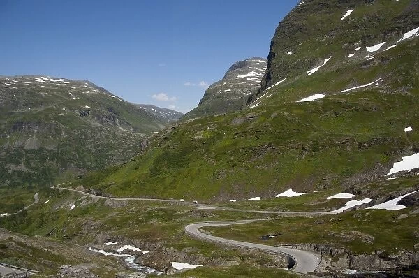 Norway, Geiranger. Scenic byway 63 up to Mount Dalsnibba