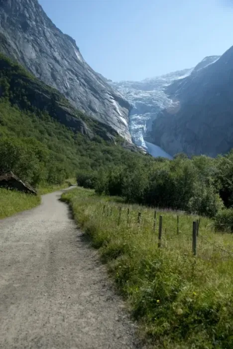 Framed Print : Norway, Geirangerfjord District. Jostedalsbreen National Park, Briksdals Glacier