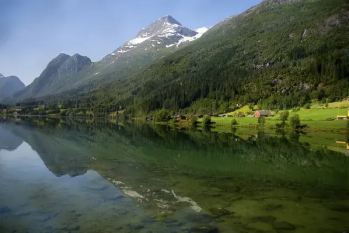 Framed Print : Norway, Hornindal. View from scenic by-way Road 15 between Geiranger & Hellesylt
