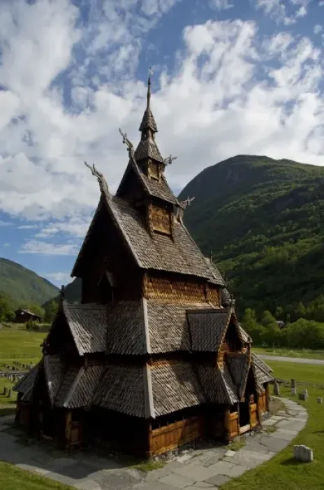 Framed Print : Norway, Laerdal. Borgund stave-church, c. 1180. Best preserved stave church in Norway
