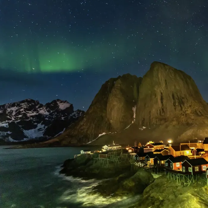 Framed Print : Norway, Lofoten Islands. Aurora Borealis In the sky above Hamnoy in Reine Framed Print : Norway, Lofoten Islands. Aurora Borealis In the sky above Hamnoy in Reine