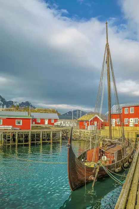 Framed Print : Norway, Lofoten Islands. Ballstadoy from across the lake Framed Print : Norway, Lofoten Islands. Ballstadoy from across the lake