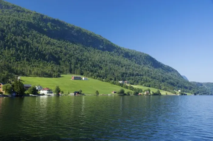 Framed Print : Norway, Nordfjord Area, Hornindal. Hornindalsvatn (Hornindal Lake) the deepest lake