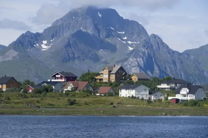 Framed Print : Norway, Nordland, Lofoten Archipelago, Gravdal. View along the fjord Framed Print : Norway, Nordland, Lofoten Archipelago, Gravdal. View along the fjord