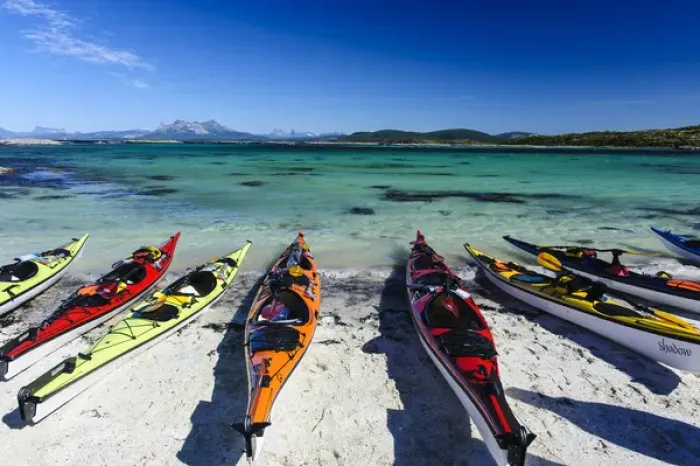Framed Print : Norway, Nordland. Sea kayaks on a coral-sand beach along Vestfjorden Framed Print : Norway, Nordland. Sea kayaks on a coral-sand beach along Vestfjorden