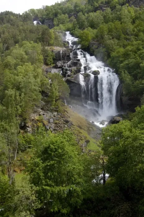 Framed Print : Norway, roadside views along the scenic bi-way between Borgund and Laerdal, waterfall
