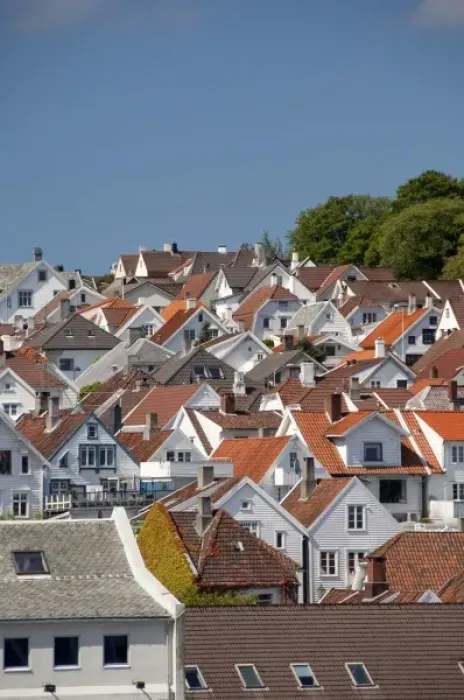 Framed Print : Norway, Stavanger. Historic downtown port area filled with 18th century homes, roof tops Framed Print : Norway, Stavanger. Historic downtown port area filled with 18th century homes, roof tops