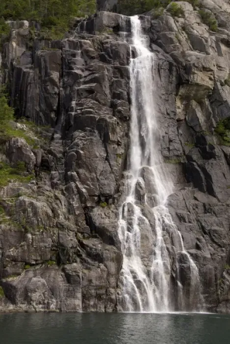 Framed Print : Norway, Stavanger, Lysefjord (aka Lyse Fjord). Hanging Waterfall Framed Print : Norway, Stavanger, Lysefjord (aka Lyse Fjord). Hanging Waterfall