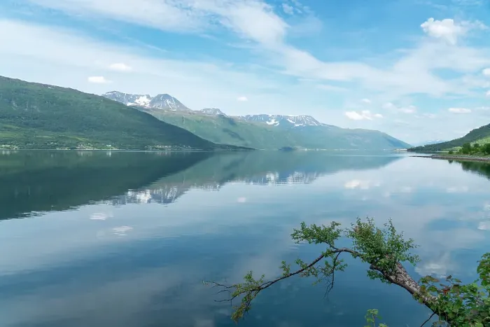 Framed Print : Norway. Storfjorden fjord reflects mountains. ©Don Grall  /  Jaynes Gallery  /  DanitaDelimont.com