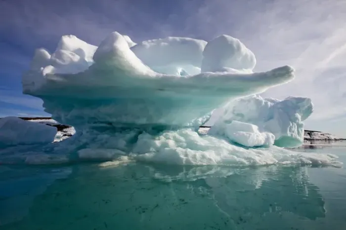 Framed Print : Norway, Svalbard, Edgeoya Island, Icebergs grounded in shallows in Bakenbukta Bay