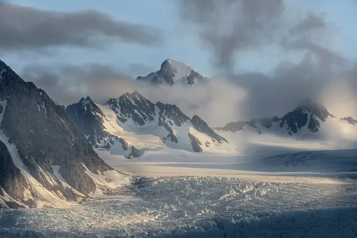 Framed Print : Norway, Svalbard. Monacobreen Glacier ends in Arctic Ocean. ©Don Grall  /  Jaynes Gallery  /  DanitaDelimont.com