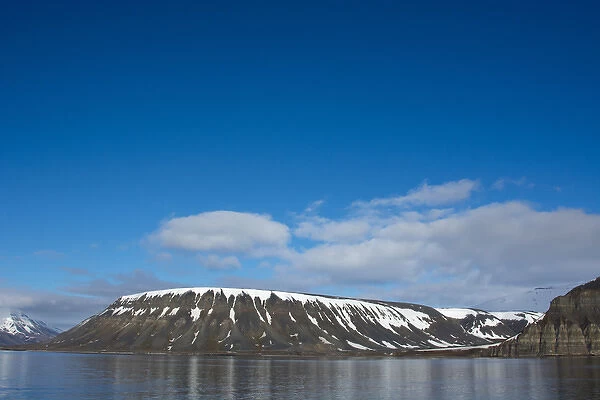 Norway. Svalbard. Mountains near Longyearbyen showing deep erosion
