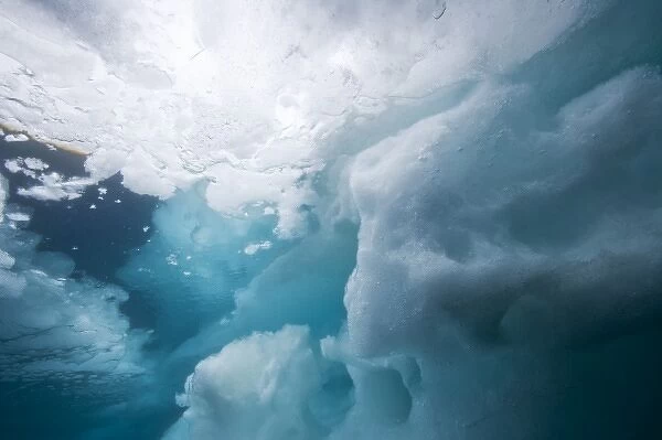 Norway, Svalbard, Nordaustlandet, Underwater view of sea ice along Hinlopen Strait