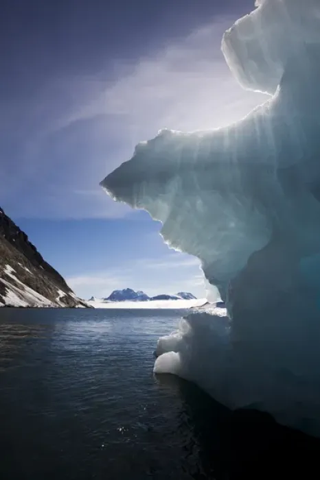 Framed Print : Norway, Svalbard, Spitsbergen Island, Melting iceberg near Paierlbreen Glacier in