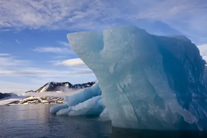 Framed Print : Norway, Svalbard, Spitsbergen Island, Melting icebergs floating near Hans Glacier