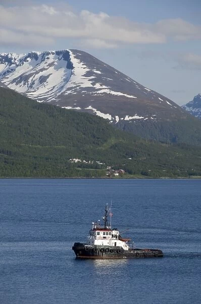 Norway, Tromso. Gateway to the Arctic located above the Arctic Circle. Views sailing