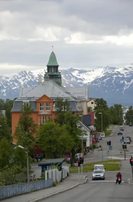 Framed Print : Norway, Tromso. Gateway to the Arctic located above the Arctic Circle. Trumso Cathedral, c